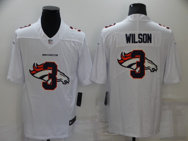 Men's Denver Broncos #3 Russell Wilson White Shadow Logo Limited Stitched Jersey Men's Denver Broncos #3 Russell Wilson White Shadow Logo Limited Stitched Jersey